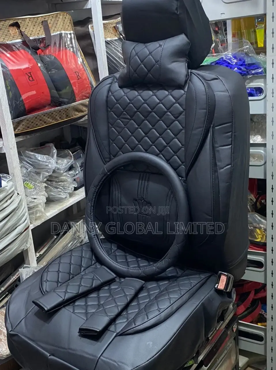 Original Pure Black Crown Leather Car Seat Cover