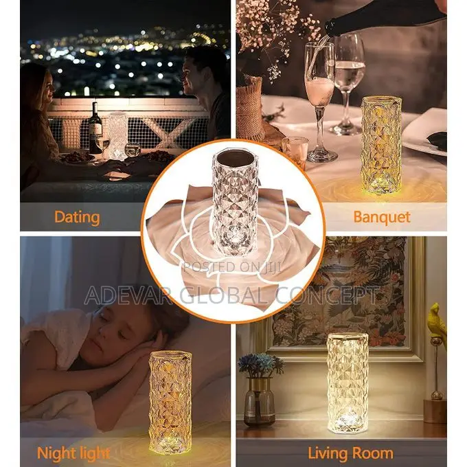 16 Lights Rechargeable Touch-pad Rose Diamond Table Lamp