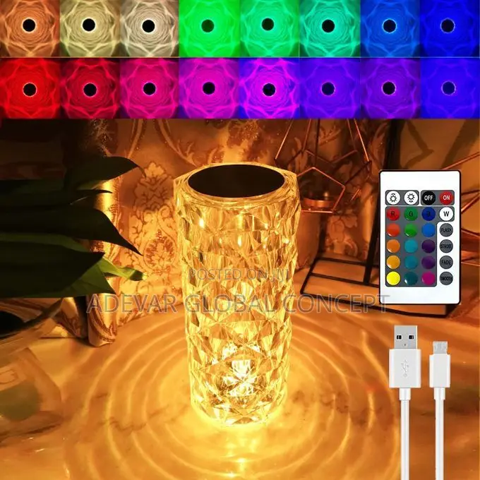16 Lights Rechargeable Touch-pad Rose Diamond Table Lamp