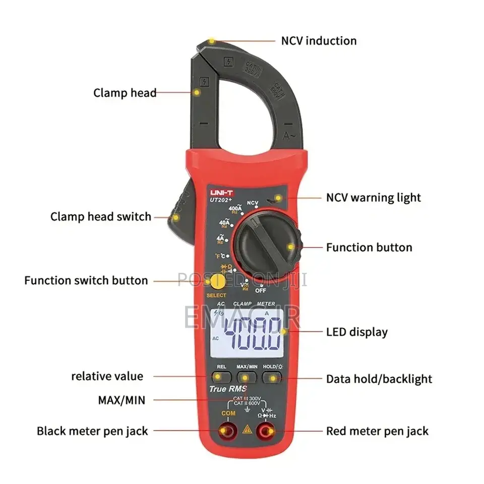 Digital Ammeter Clamp Meter Dc Ac for Measuring Amp Volt Ohm