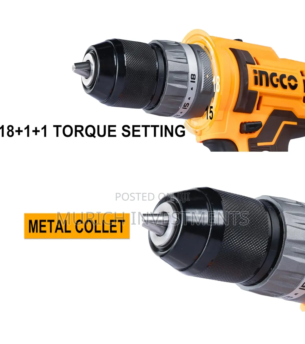 INGCO 54pcs Impact Drill Machine Kit, 20V Lithium Impact
