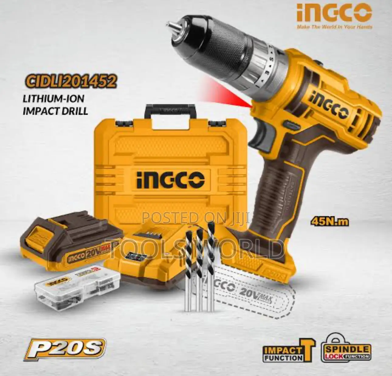 Ingco CDLI20508 20V Brushless Cordless Drill With 50nm
