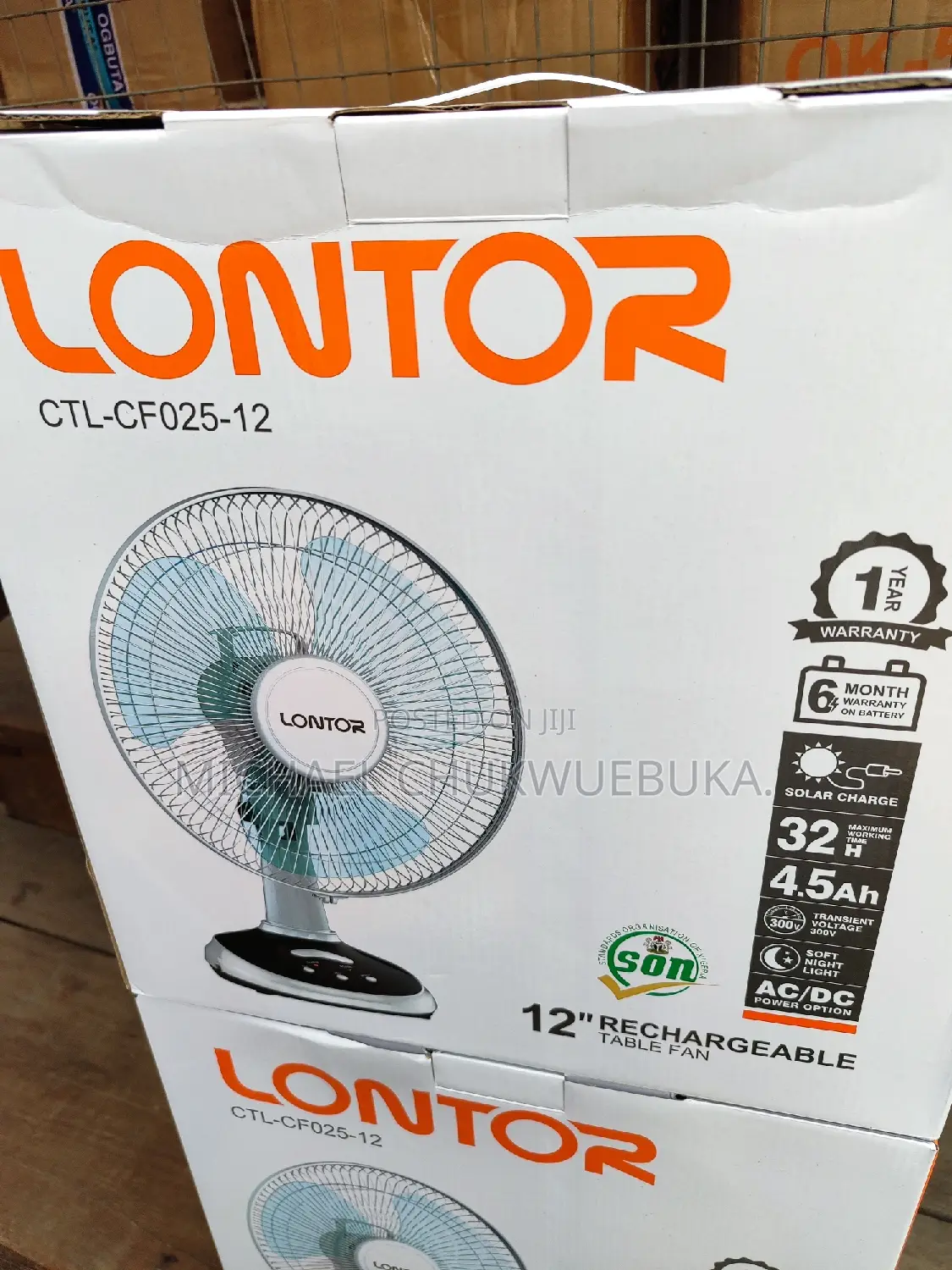 Rechargeable Table Fan 12" Lontor