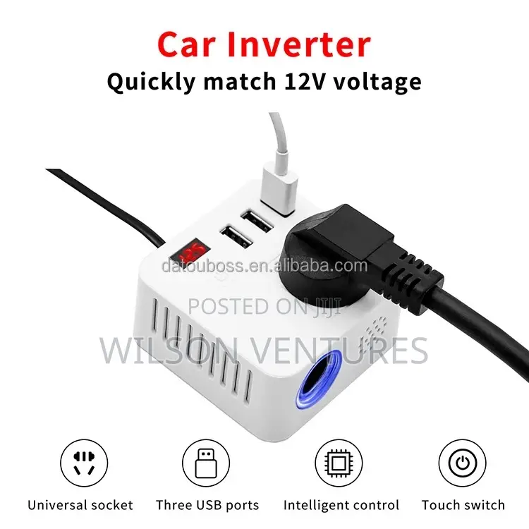 Car Power Inverter/Socket With 3 Usb