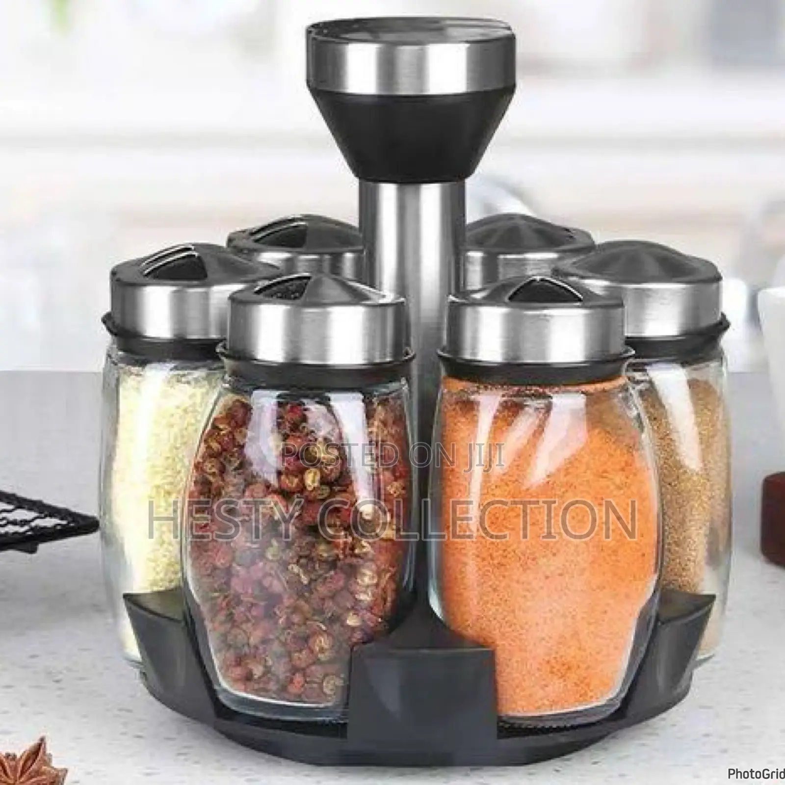 360 Degrees Rotating Spice Rack Organizer With 6 Bottles