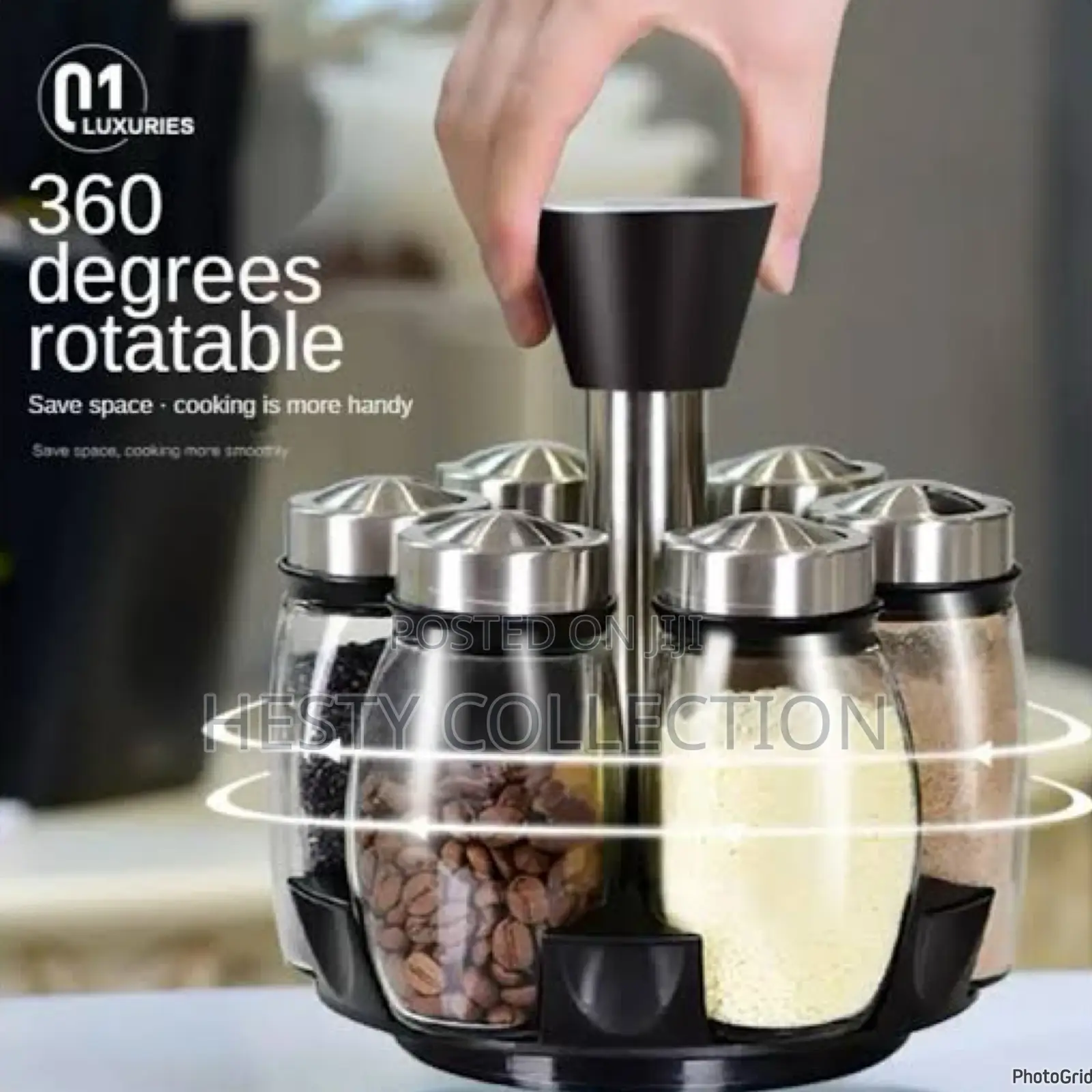 360 Degrees Rotating Spice Rack Organizer With 6 Bottles