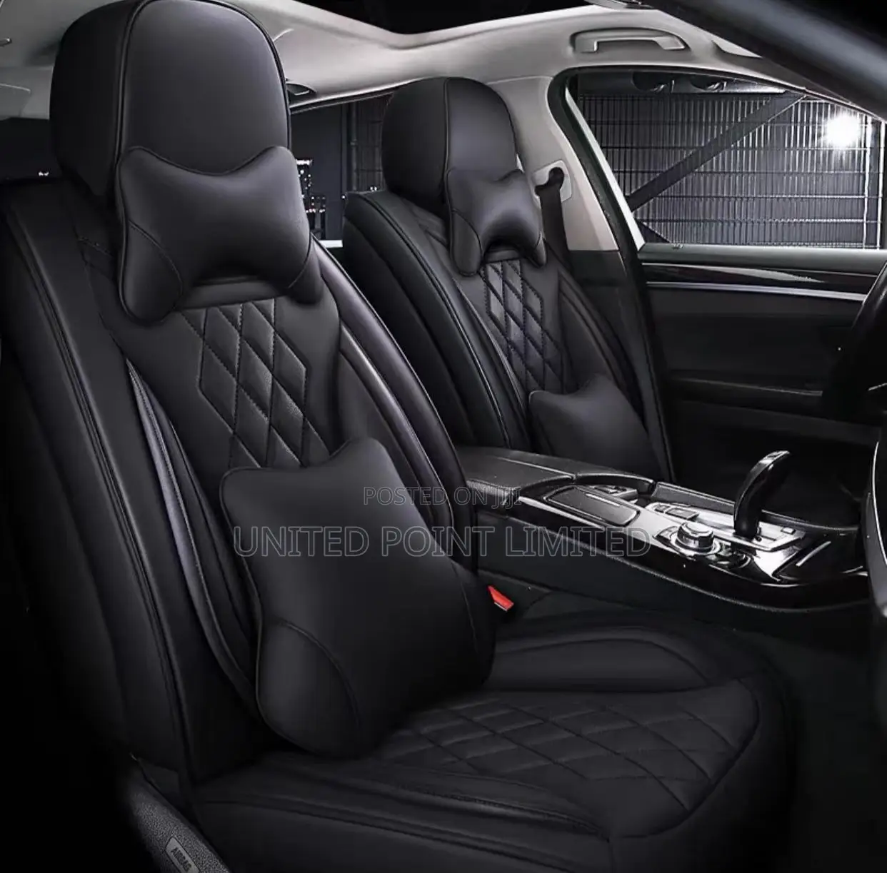 Leather Car Seat Covers Front + Leather Steering Wheel Cover