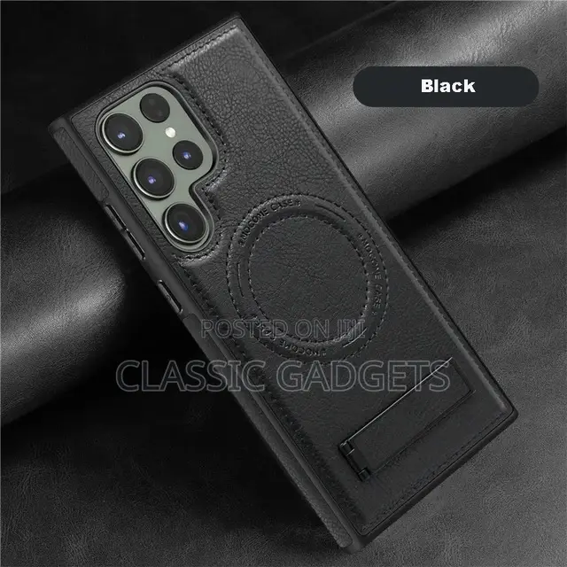 Slim Leather Magsafe Case With Stand for Samsung S24 Ultra