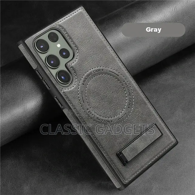 Slim Leather Magsafe Case With Stand for Samsung S24 Ultra