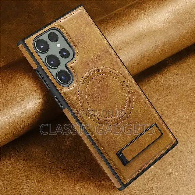 Slim Leather Magsafe Case With Stand for Samsung S24 Ultra