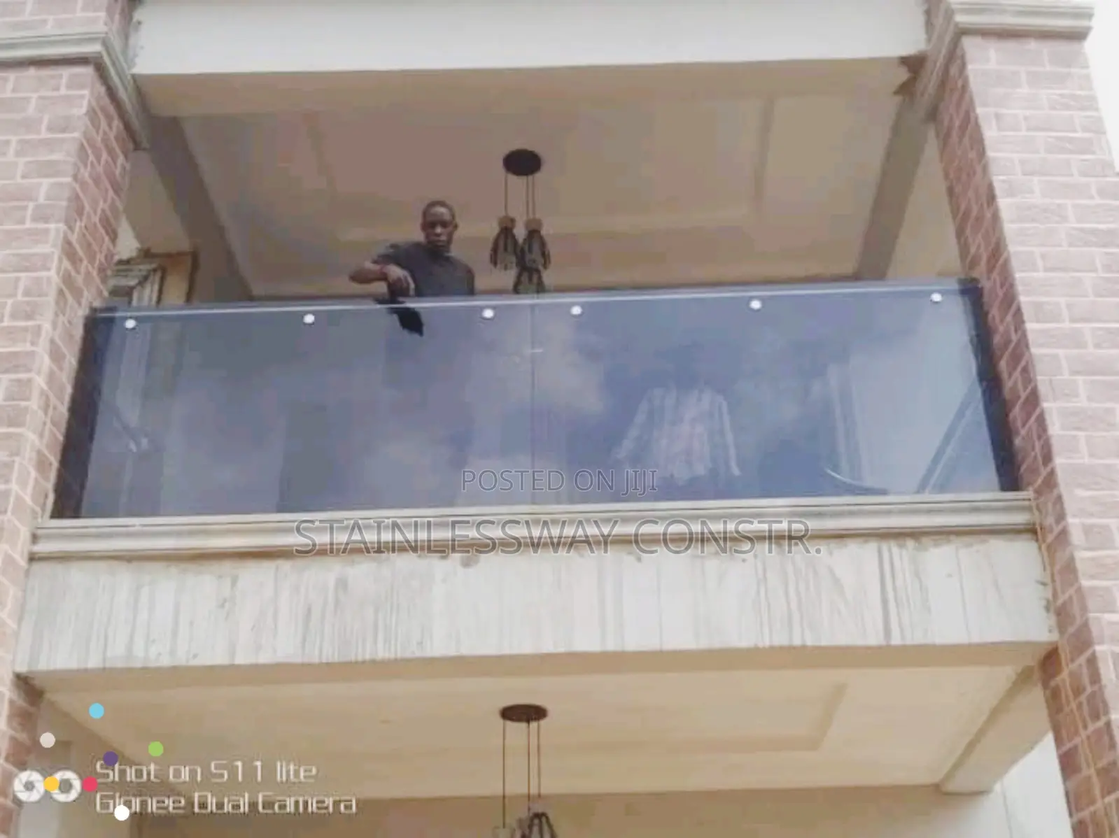 Dark Grey Glass Balcony Topped Railing
