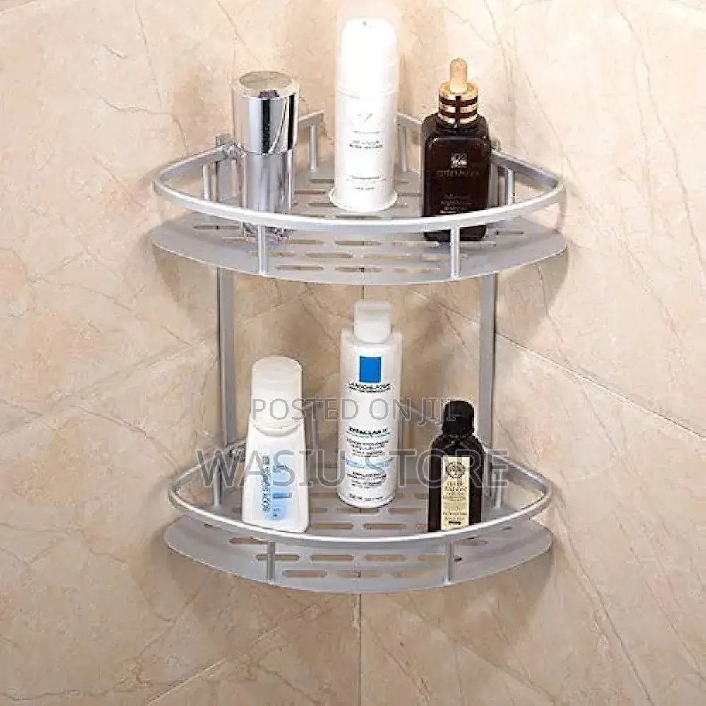 2 Layer Aluminum Multipurpose Kitchen Bathroom Corner Shelf