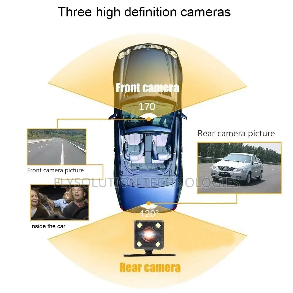 3 Channel Dash Cam Video Recorder Rear View Camera