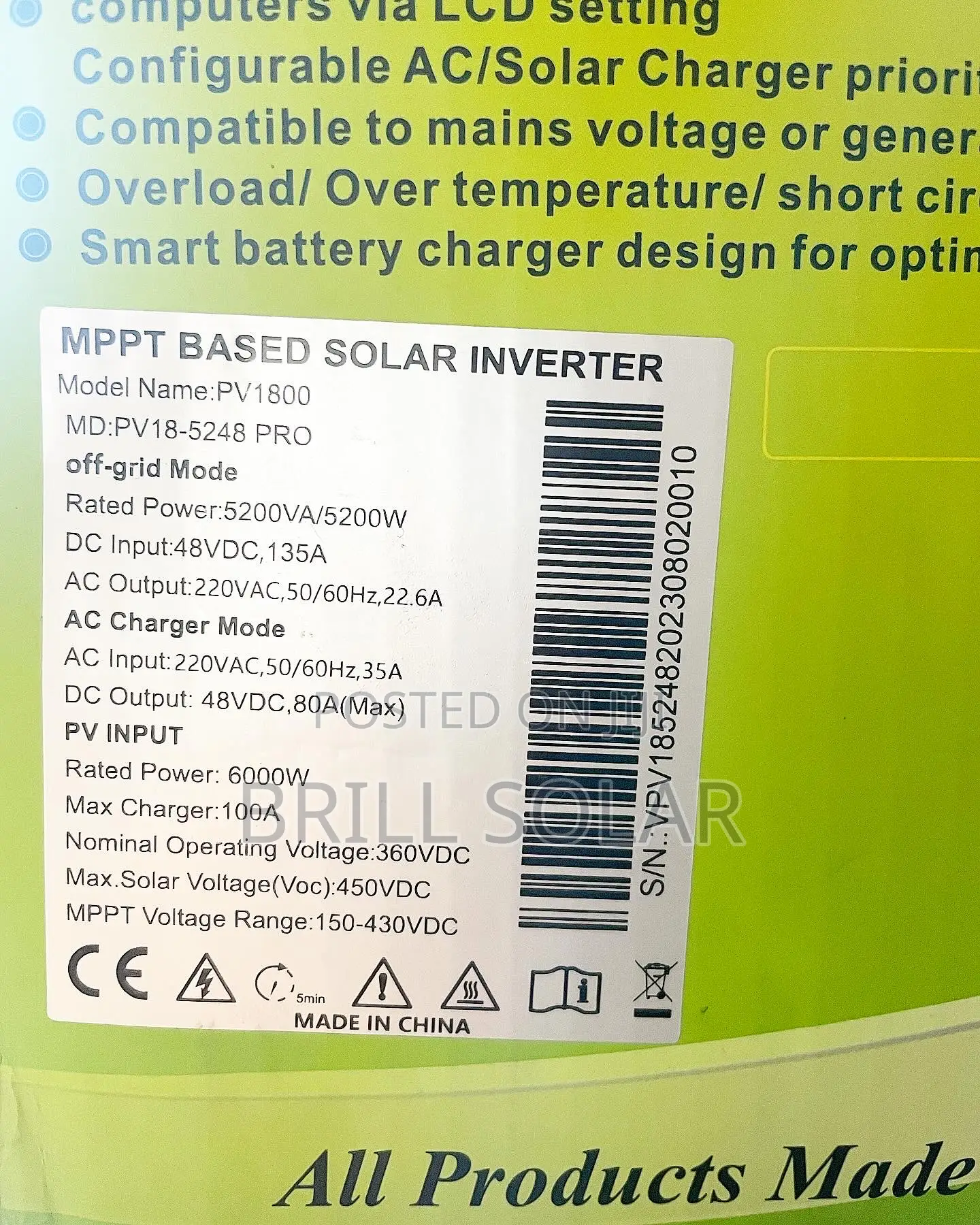 5.2kva, 48v Must Pure Sine Wave Hybrid Inverter - Pro