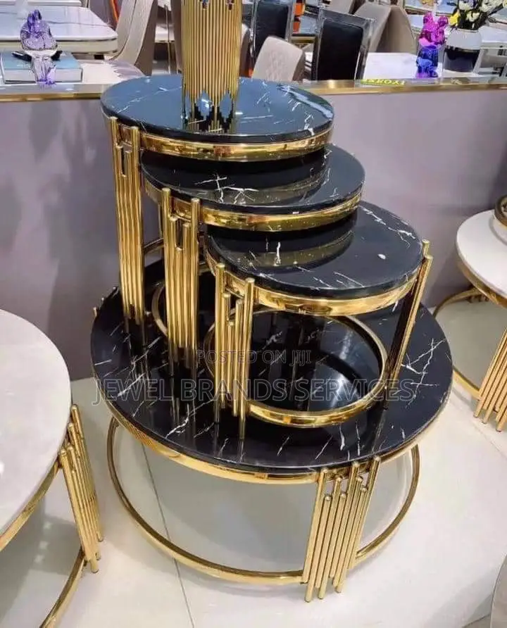 Marble Top Center Table With Side Stools