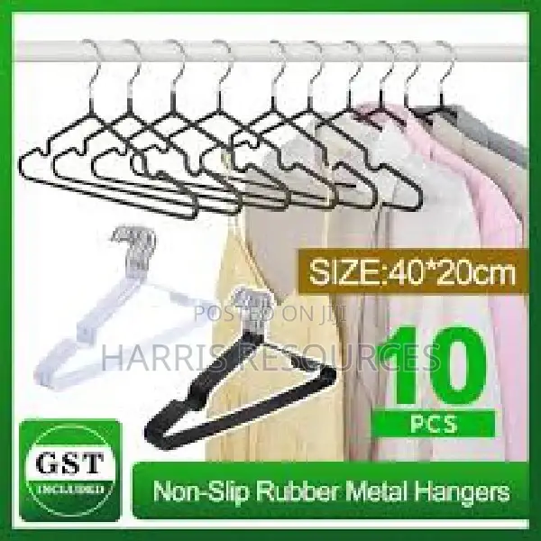 Galvanised Long Lasting Steel Clothes Hangers - 10pcs