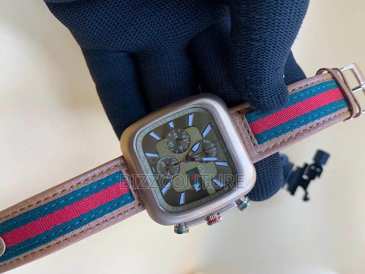 Original Gucci Chronograph Brown Leather Watch Is Available