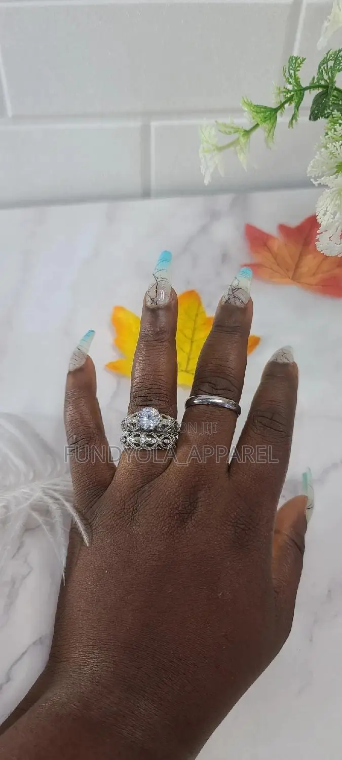 Stainless Steel Sliver Wedding Ring Set