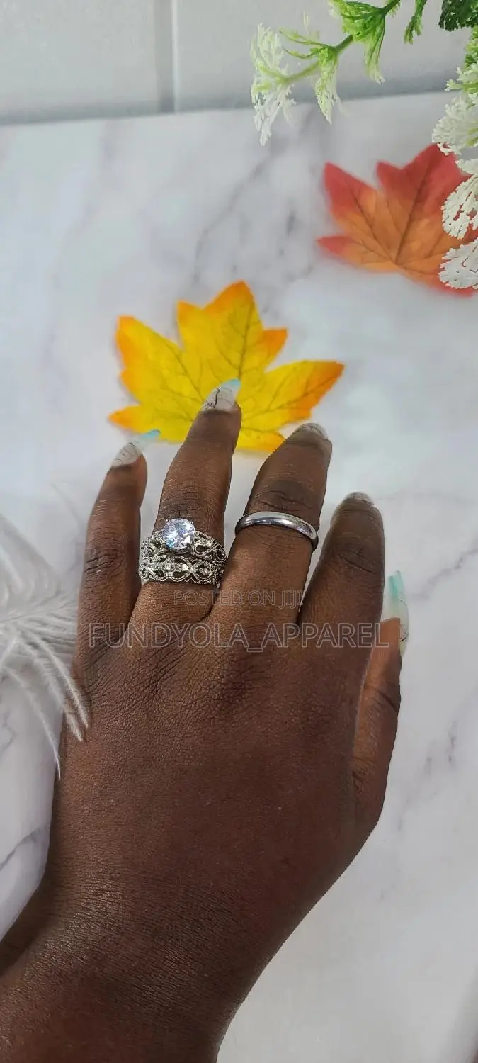 Stainless Steel Sliver Wedding Ring Set