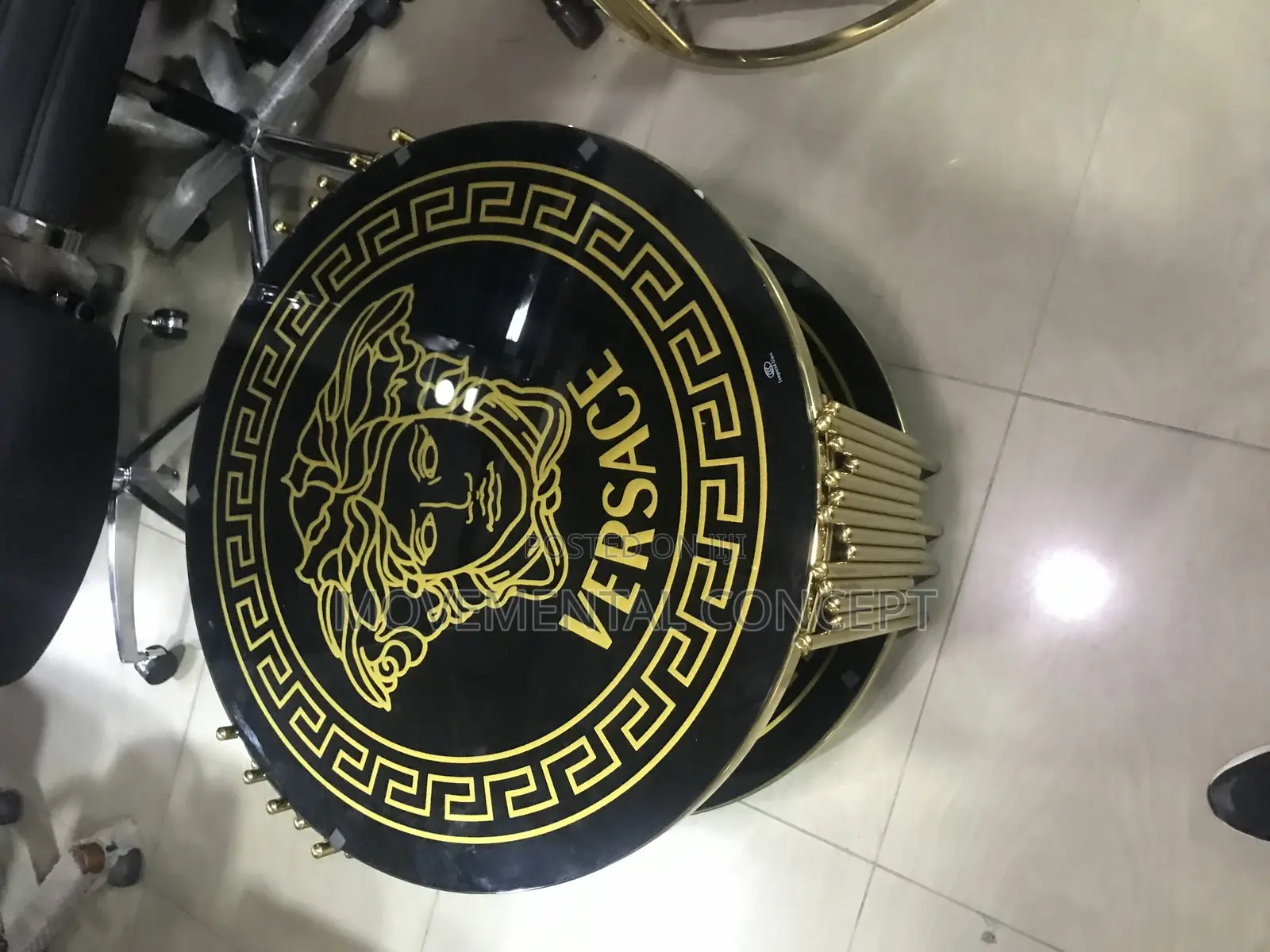 Versace Gold Center Table With 2 Side Tables