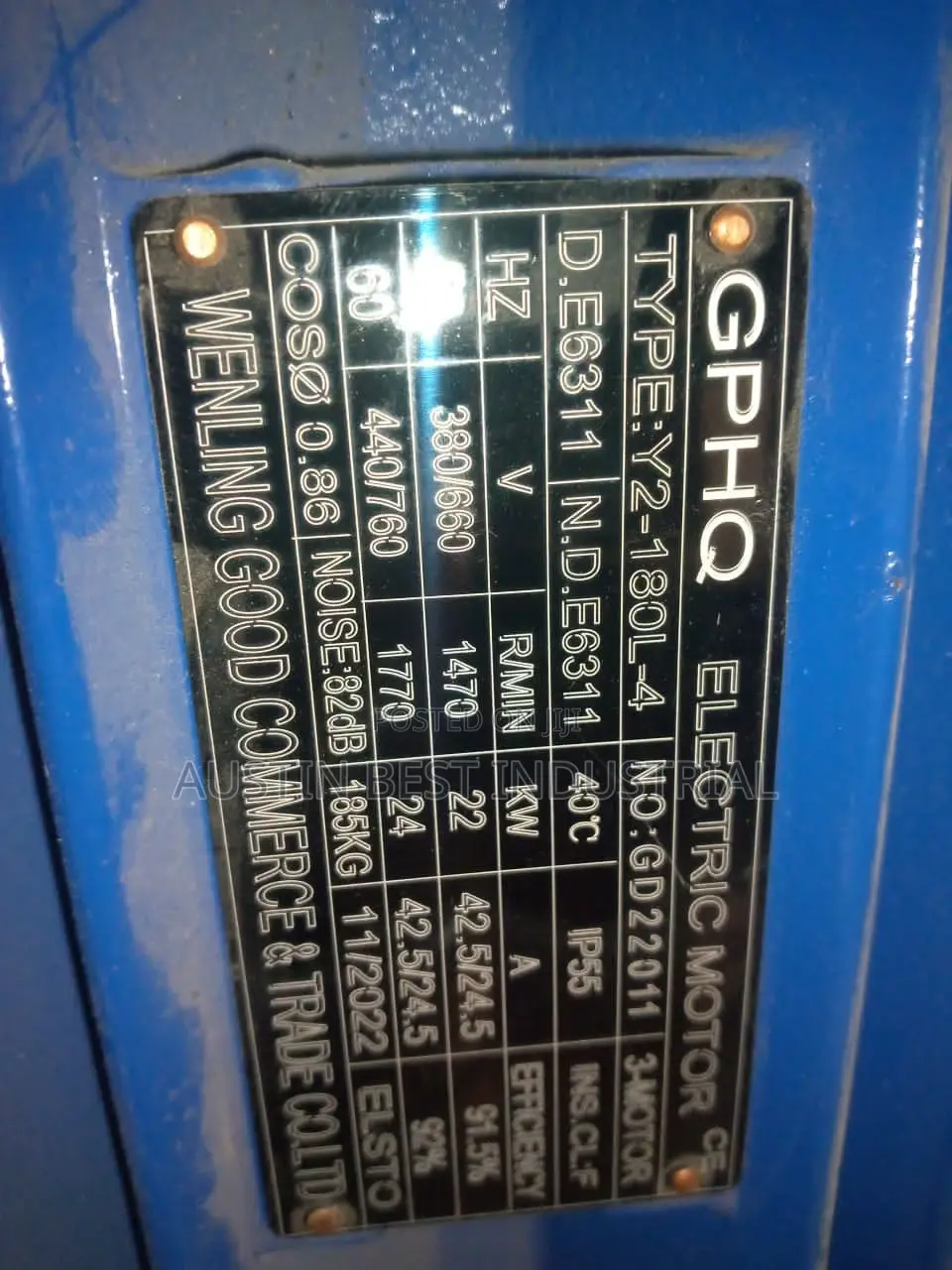 Electric Motor 22kw/30hp 3phase