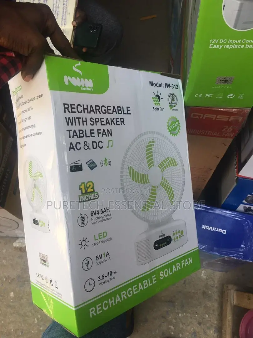 Rechargeable Table Fan With Speaker