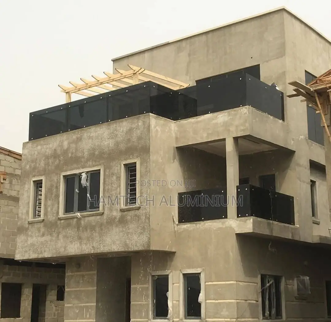 GREY 10mm Thick Tempered Glass Balcony Handrail