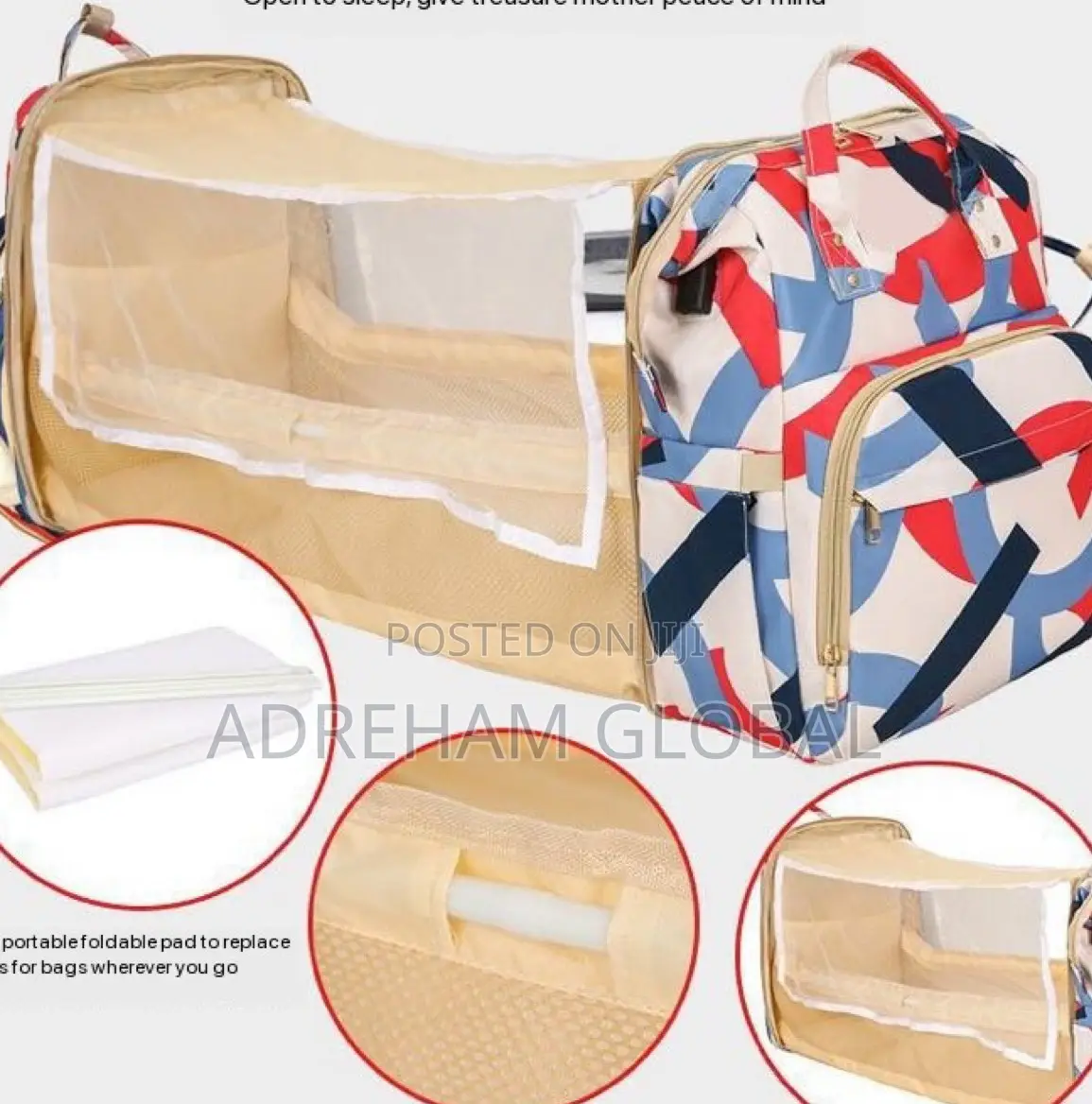 Quality Colorful Baby Bed and Diaper Backpack With Net,Purse