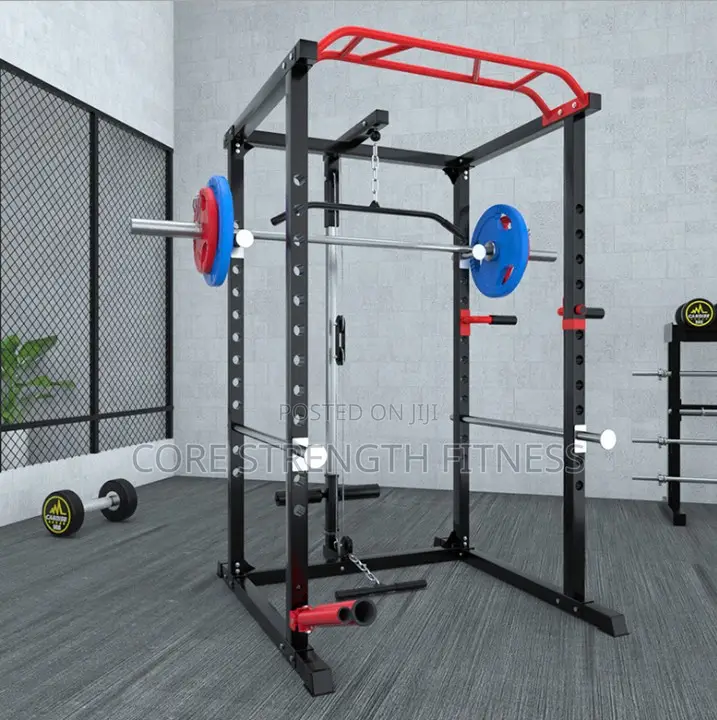 Commercial Squat Rack With Lat Pull And T-bar Row Workout