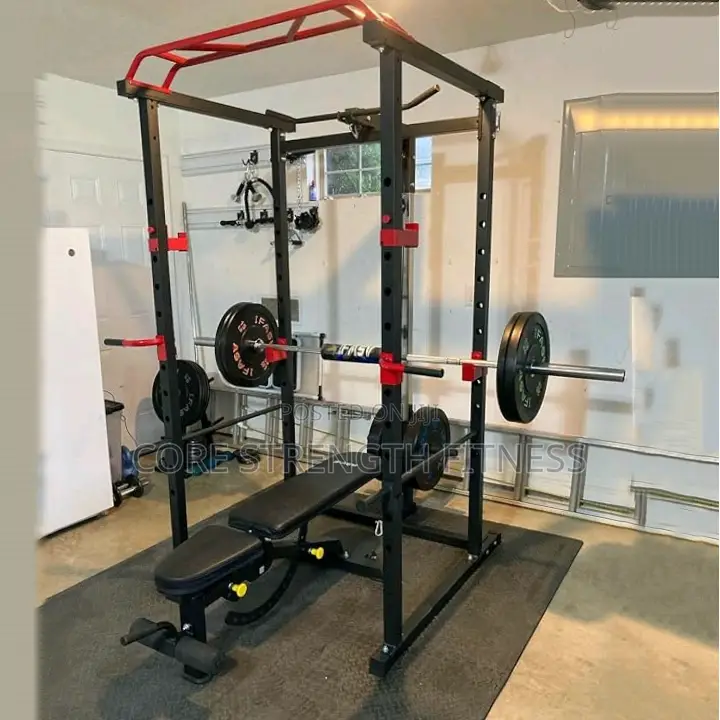 Commercial Squat Rack With Lat Pull And T-bar Row Workout