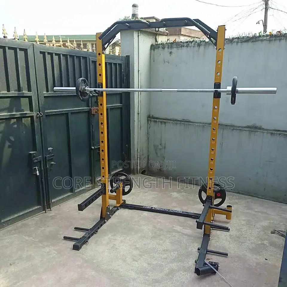 Commercial Half Squat Rack With T-bar Row And Bag Hanger.