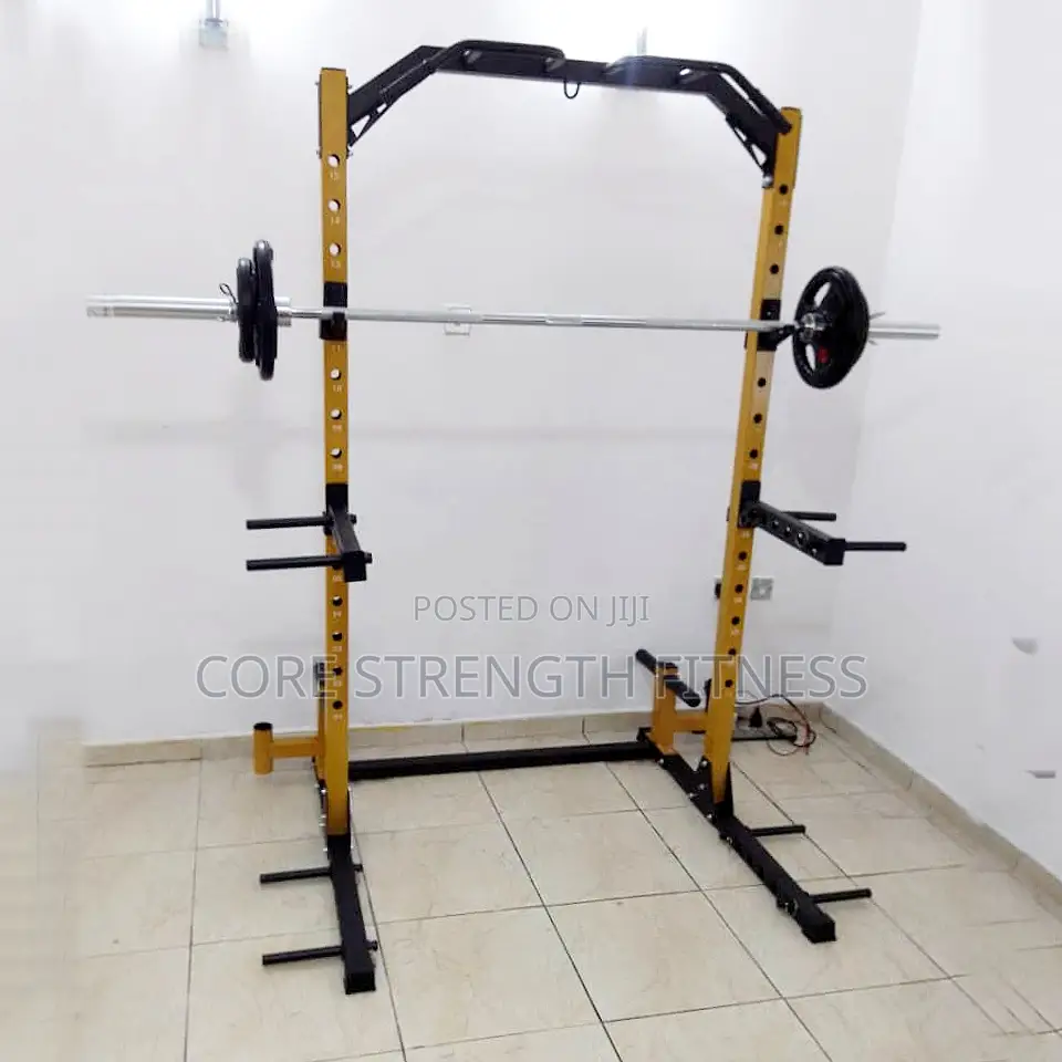 Commercial Half Squat Rack With T-bar Row And Bag Hanger.