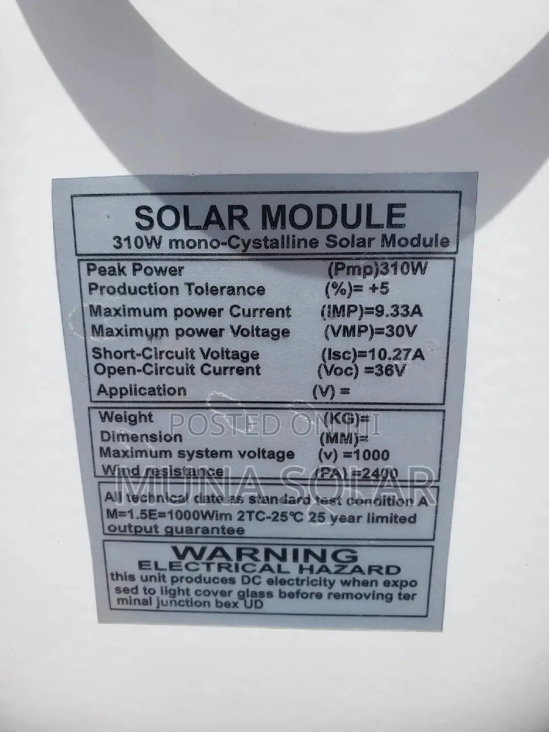 310watts 60cells Solar Module Panel