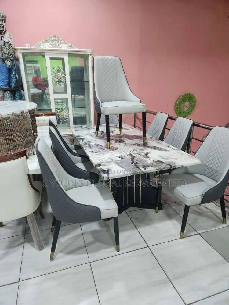 High Quality Dining Table Marble by 8 Chairs