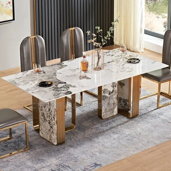 High Quality Dining Table Marble by 8 Chairs