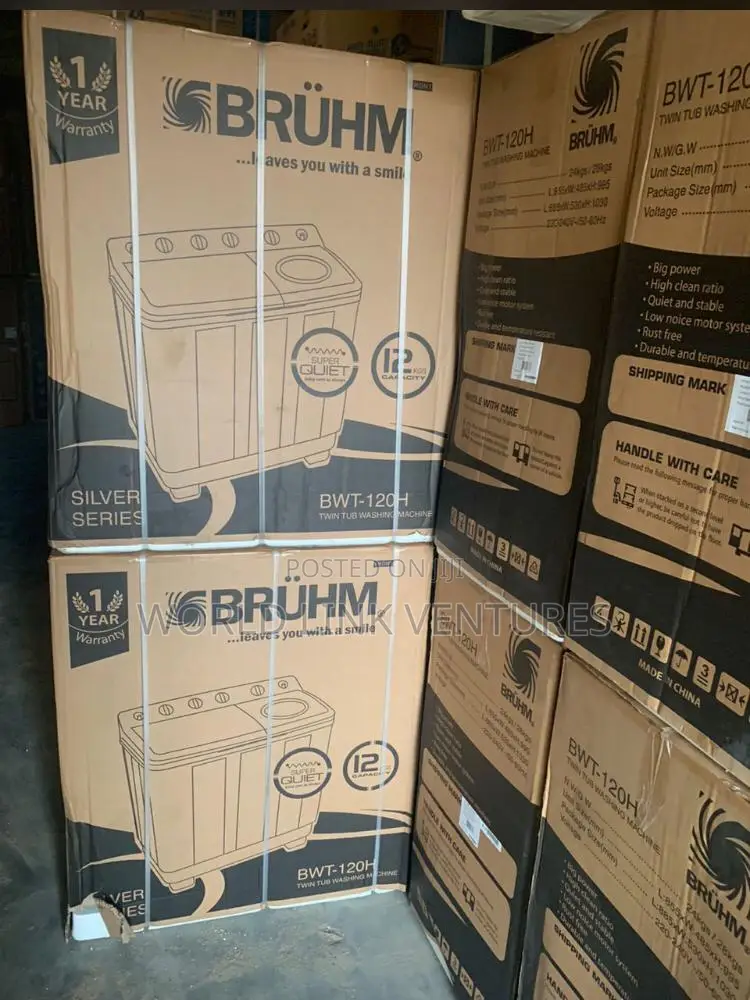 Bruhm Twin Top Washing Machine 8kg. 24months Warranty.