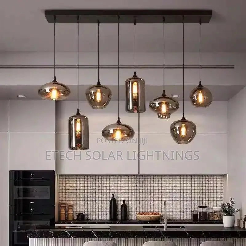 Post Modern Grey Glass Kitchen Dining Room Pendant Light