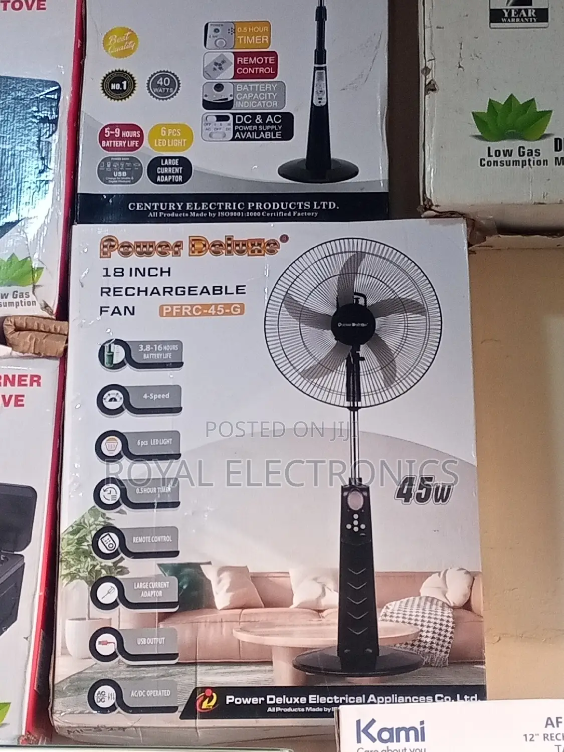 High Quality Power Deluxe 18" Rechargeable Fan With Remote