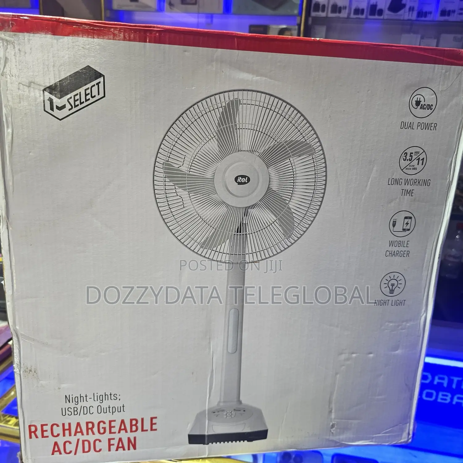 Itel Ac/ Dc Rechargable Solar Fan IF16-M001
