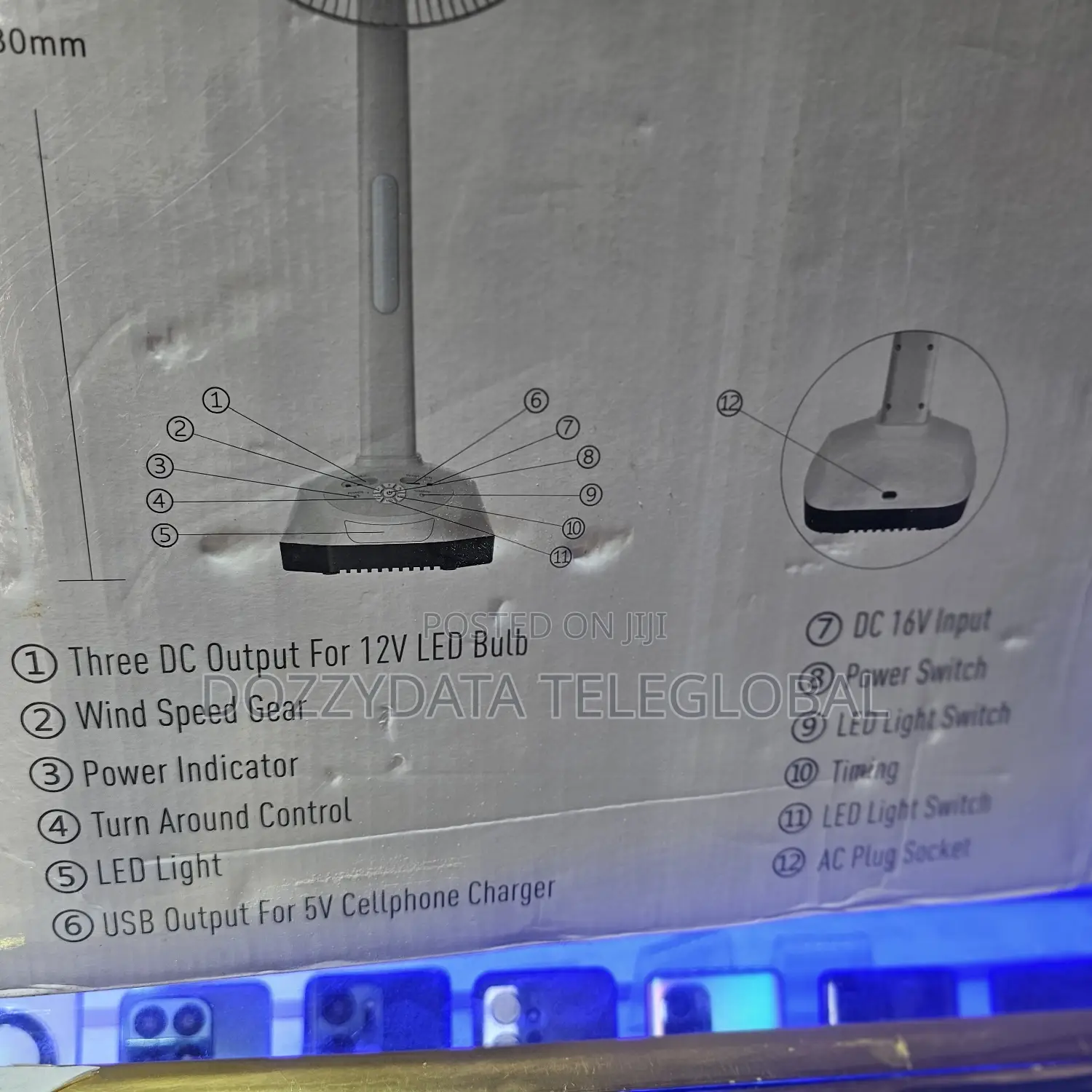 Itel Ac/ Dc Rechargable Solar Fan IF16-M001