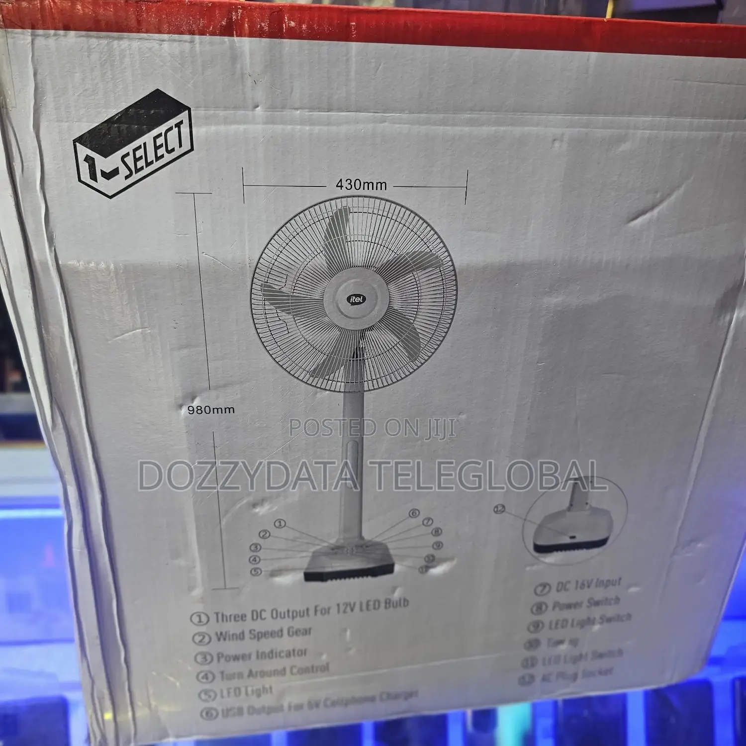 Itel Ac/ Dc Rechargable Solar Fan IF16-M001