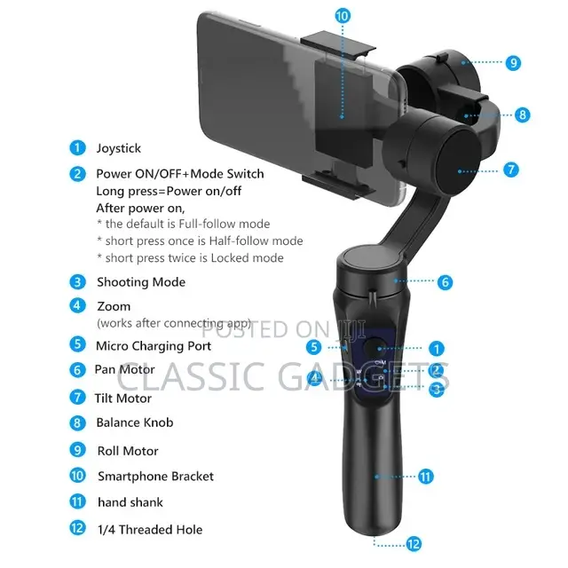 3 Axis Gimbal Handheld Gimbal for Smartphones and Cameras