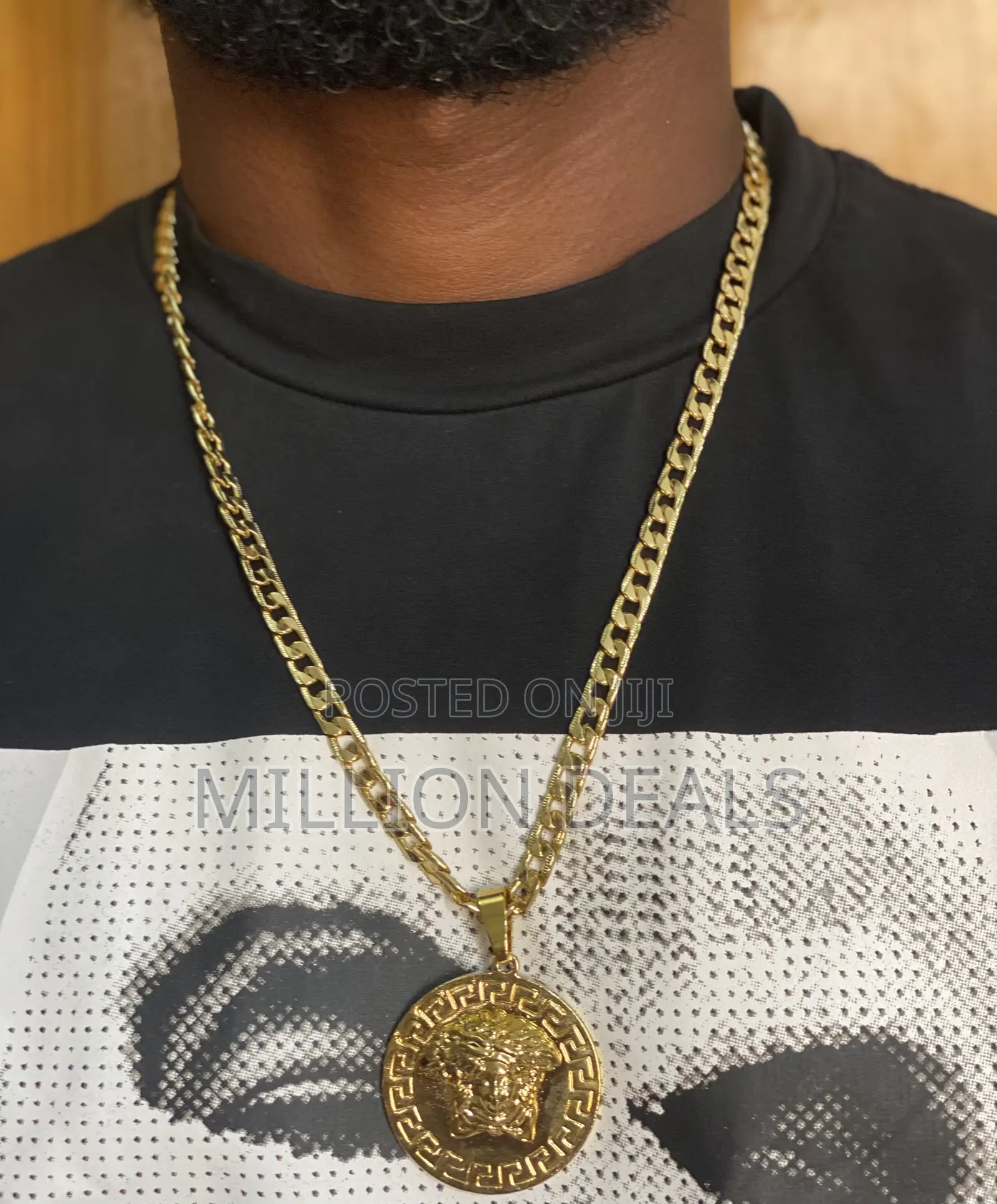 Stylish Steel Men’S Neckpiece N Pendant Gold