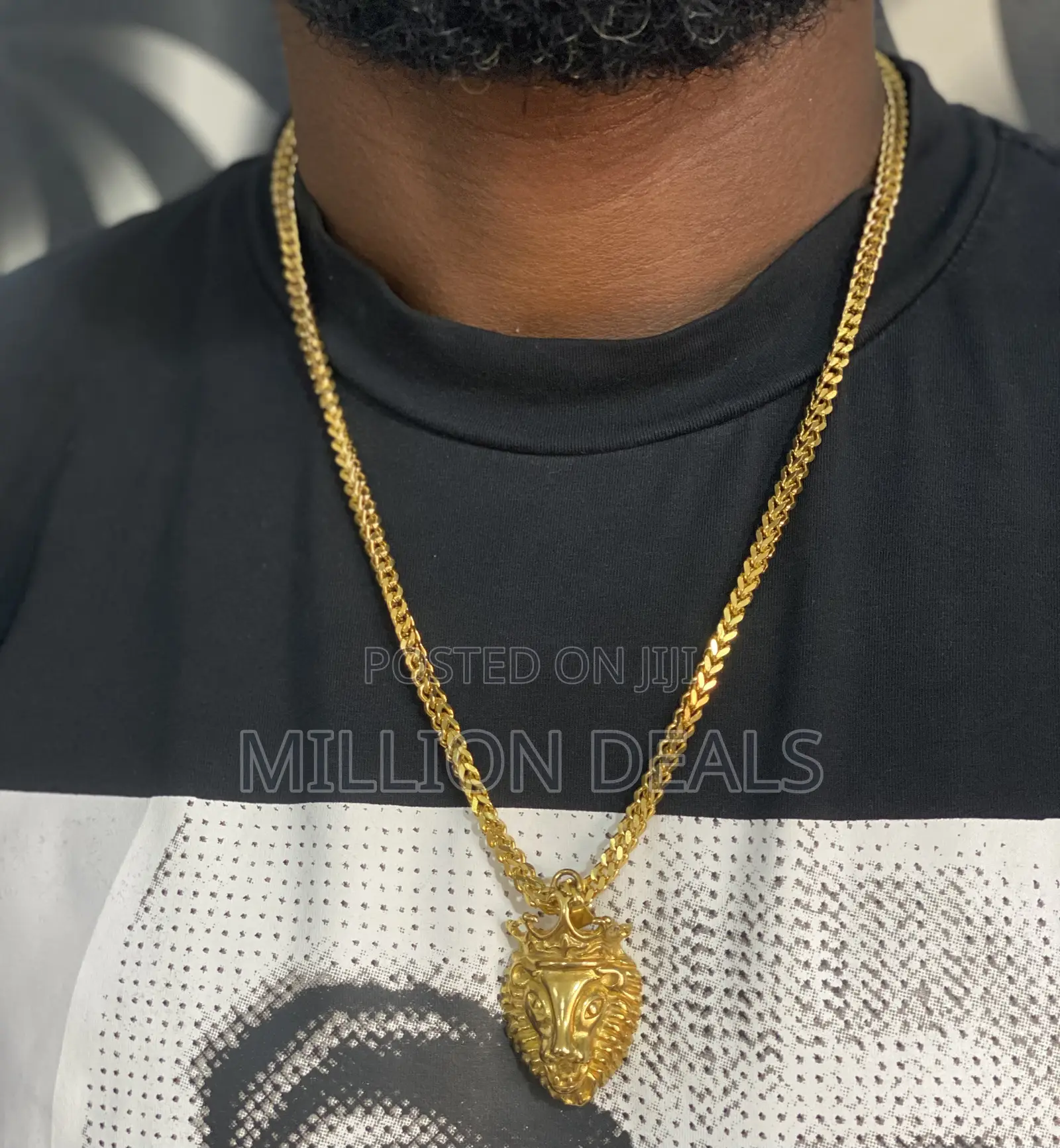 Stylish Steel Men’S Neckpiece N Pendant Gold