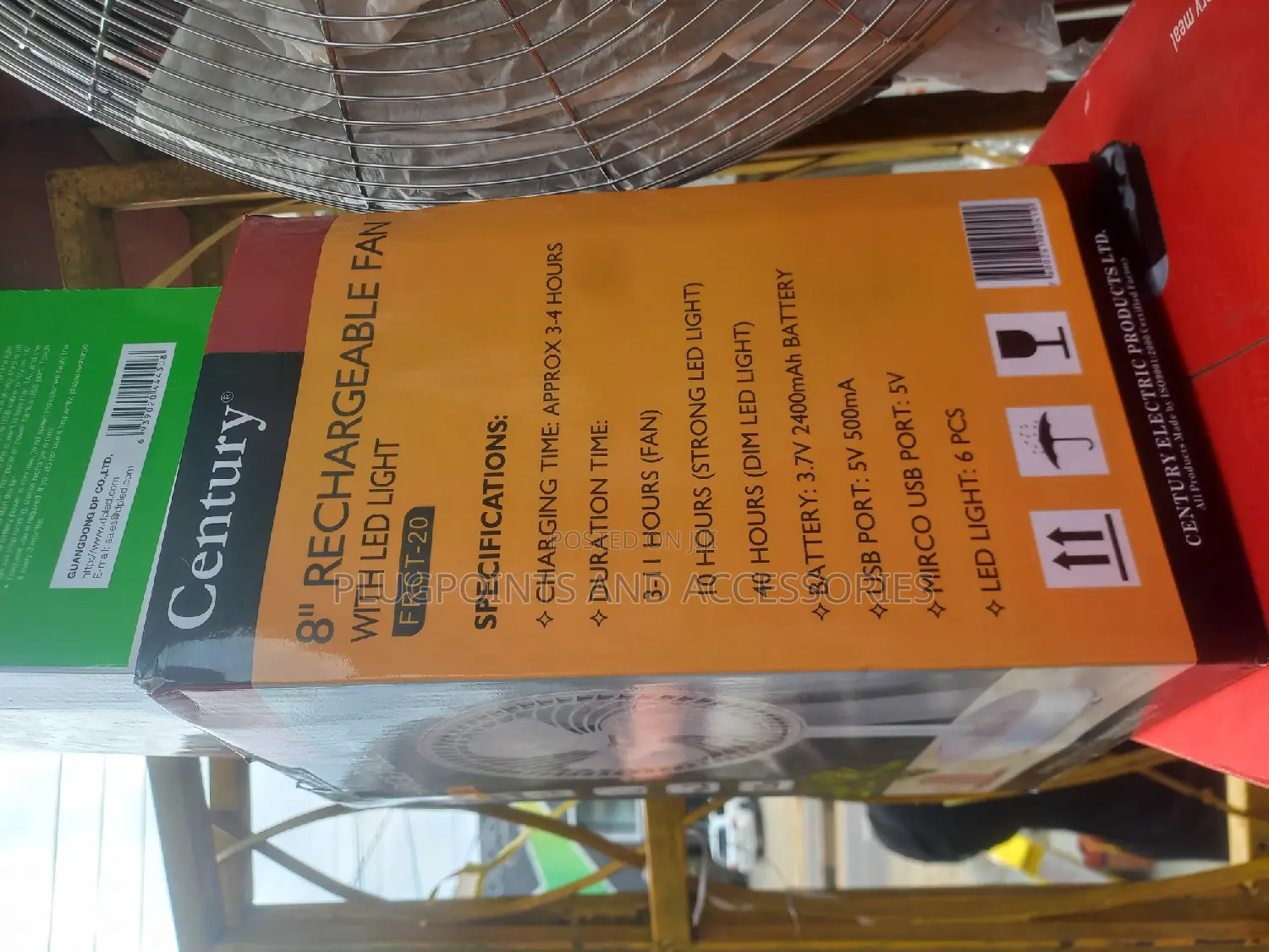 8" Century Rechargeable Table Fan With Light