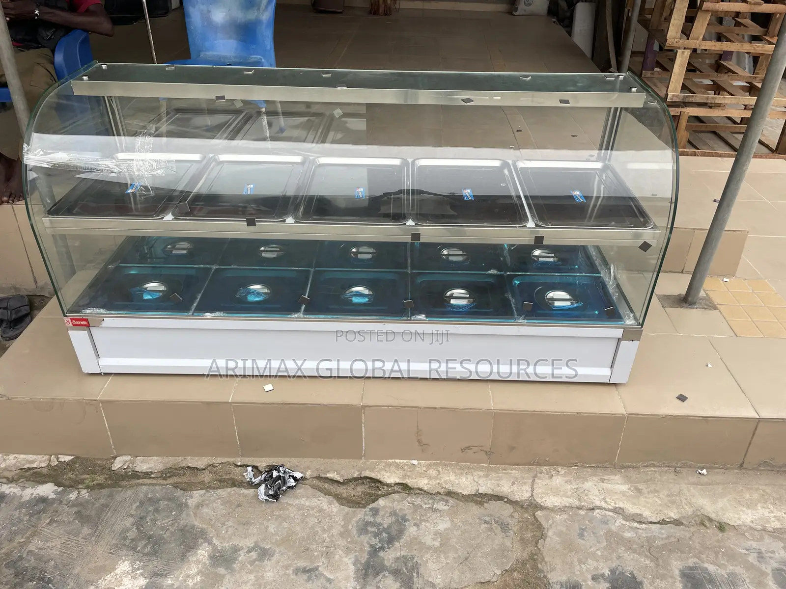 Curved Glass Food Warmer Display 5plates