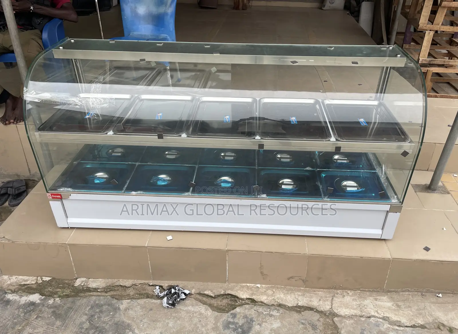 Curved Glass Food Warmer Display 5plates