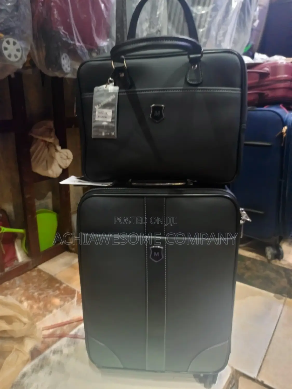 Hand Carry Leather Bag With Laptop Bag.