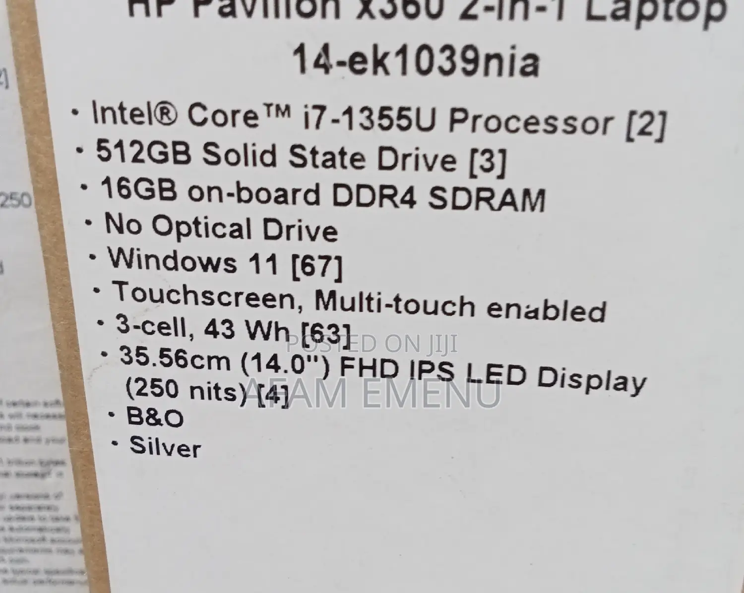New Laptop HP Pavilion X360 14 16GB Intel Core I7 SSD 512GB