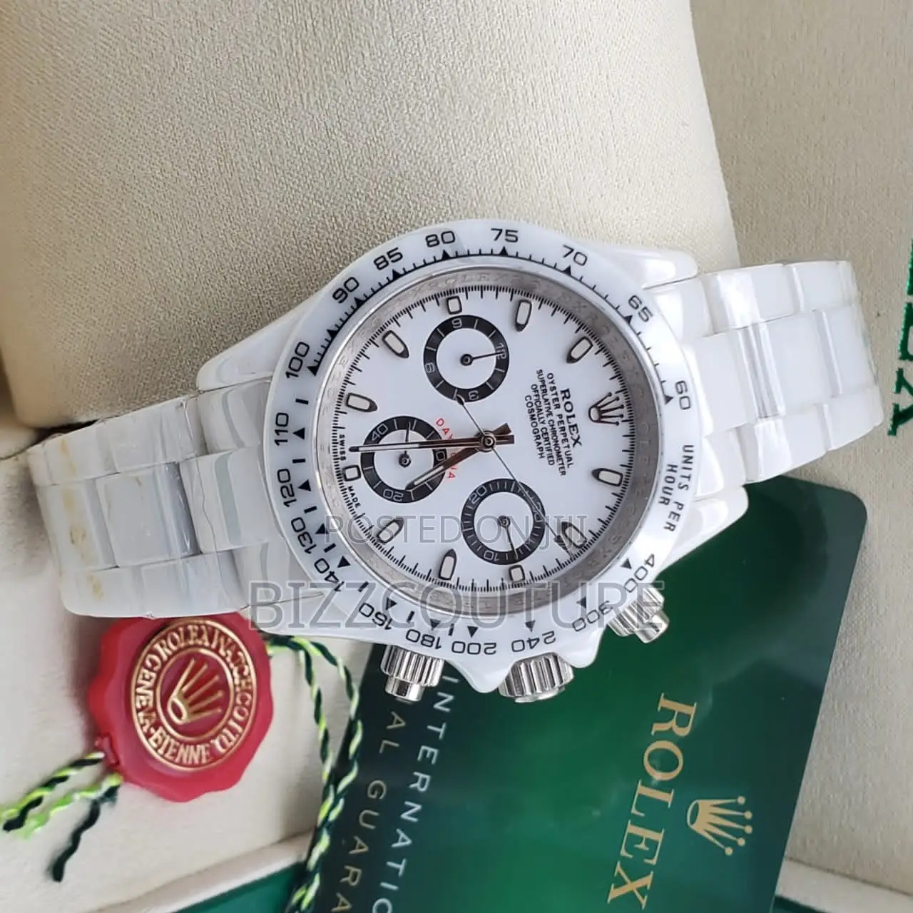 Original Rolex Oyster Chronograph White Chain Watch in Store